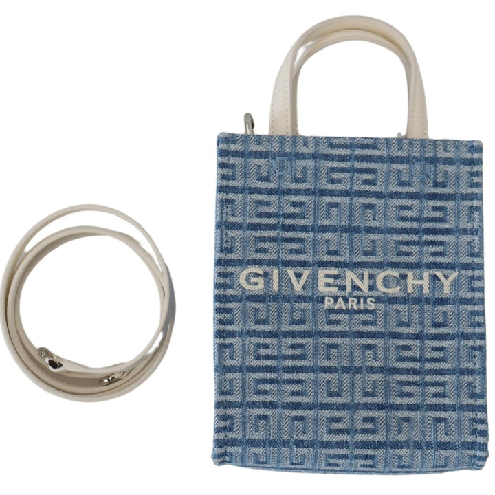 Givenchy Light Blue Coated Canvas Vertical Mini Shoulder Bag