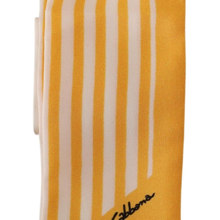 Dolce & Gabbana Yellow Stripes Twill Silk Foulard ShawlScarf