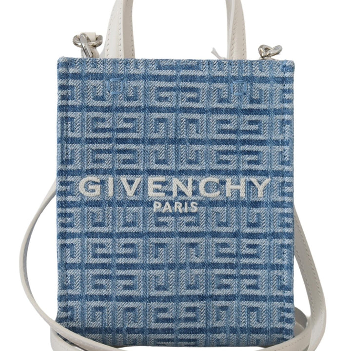 Givenchy Light Blue Coated Canvas Vertical Mini Shoulder Bag