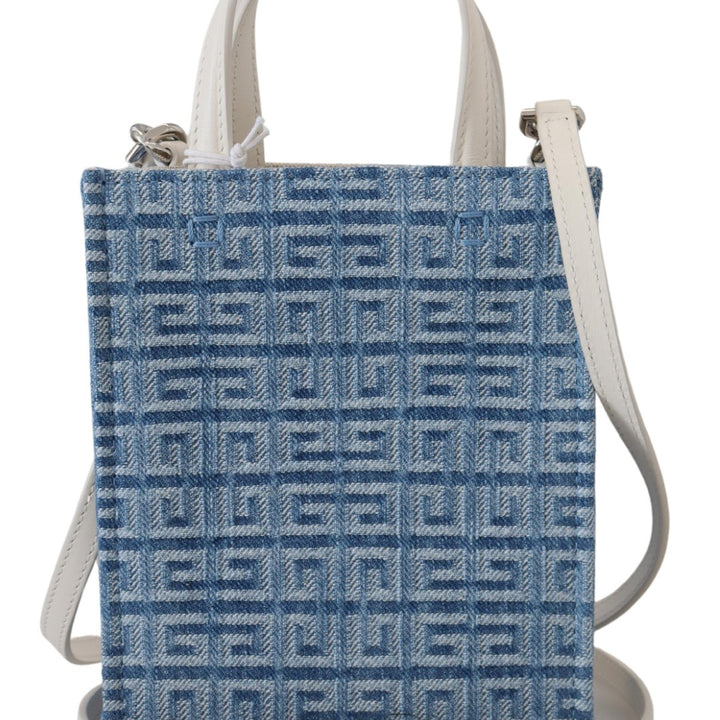 Givenchy Light Blue Coated Canvas Vertical Mini Shoulder Bag