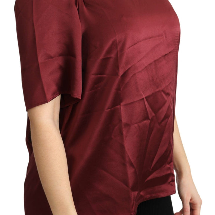 Dolce & Gabbana Bordeaux Roundneck Blouse Silk Top