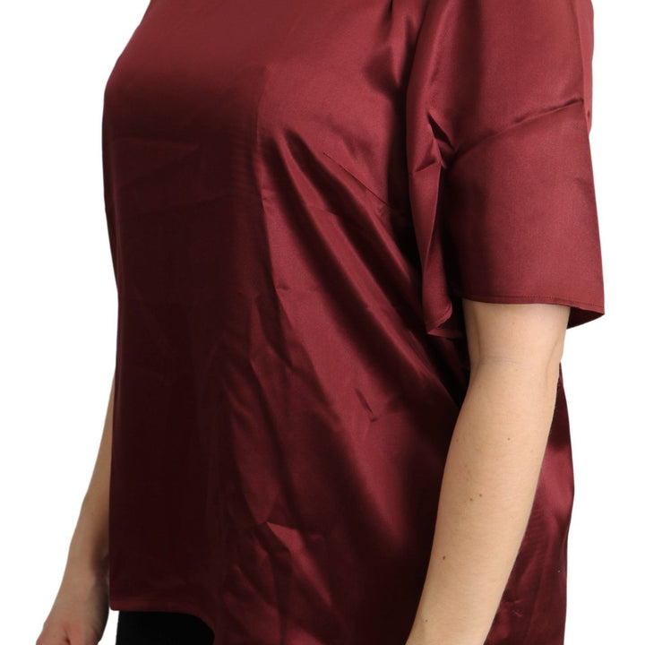 Dolce & Gabbana Bordeaux Roundneck Blouse Silk Top