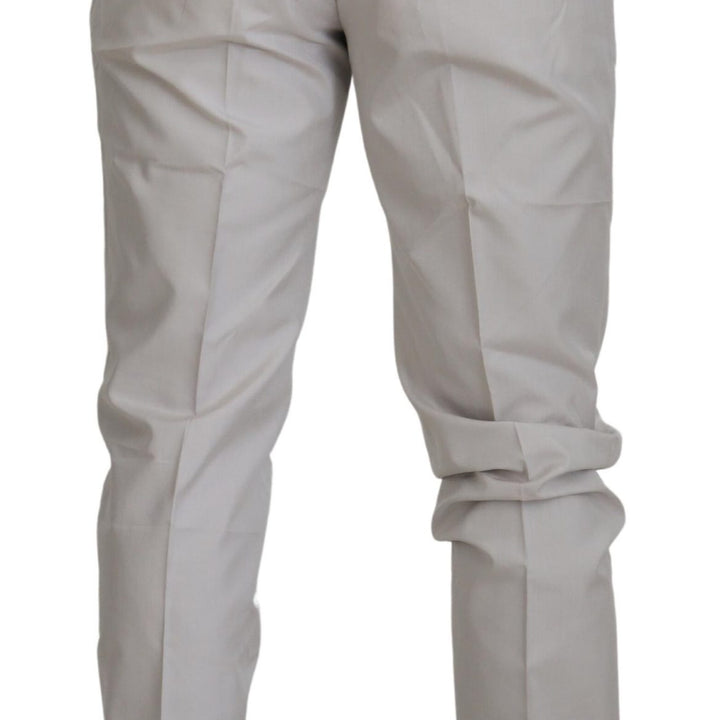 Dolce & Gabbana Off White Silk Mid Waist Chino Pants