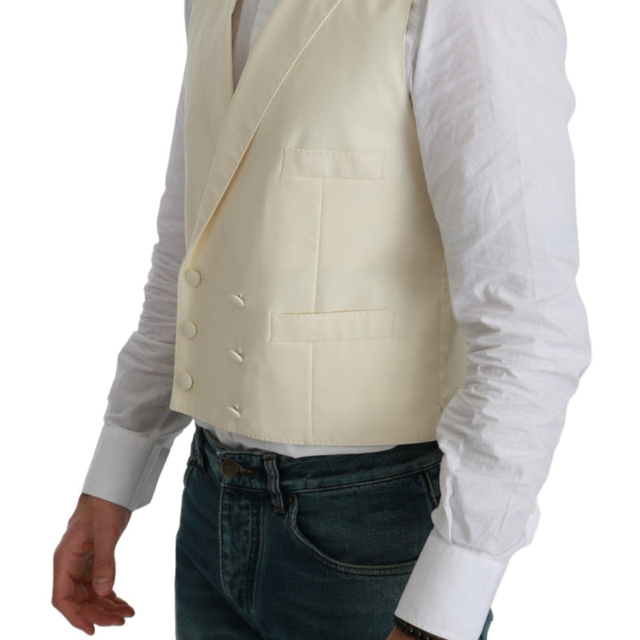 Dolce & Gabbana White Waistcoat Formal Wool  Vest