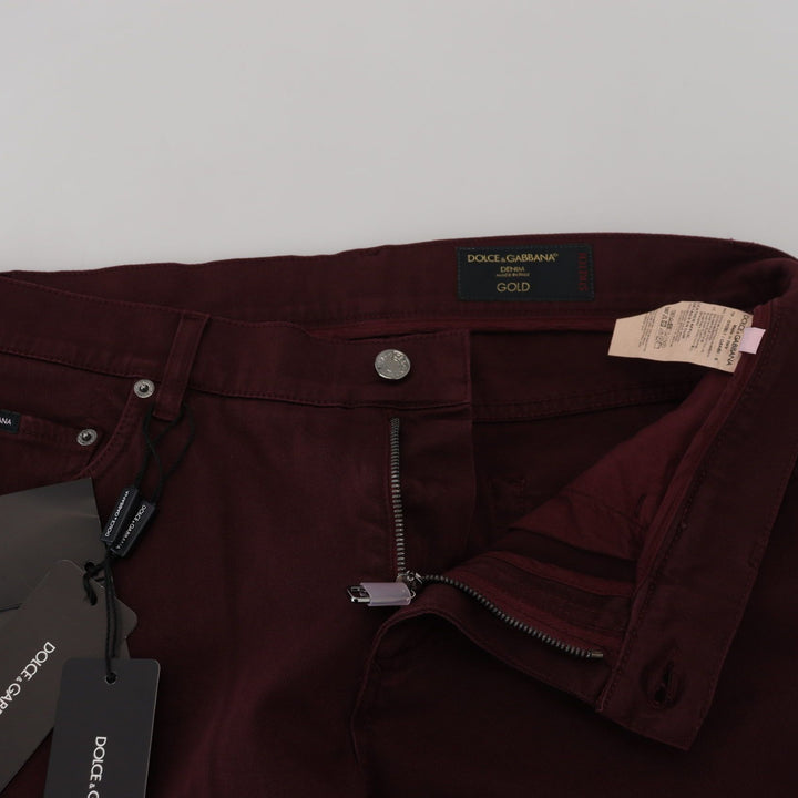 Dolce & Gabbana Bordeaux Cotton Stretch GOLD Denim Jeans