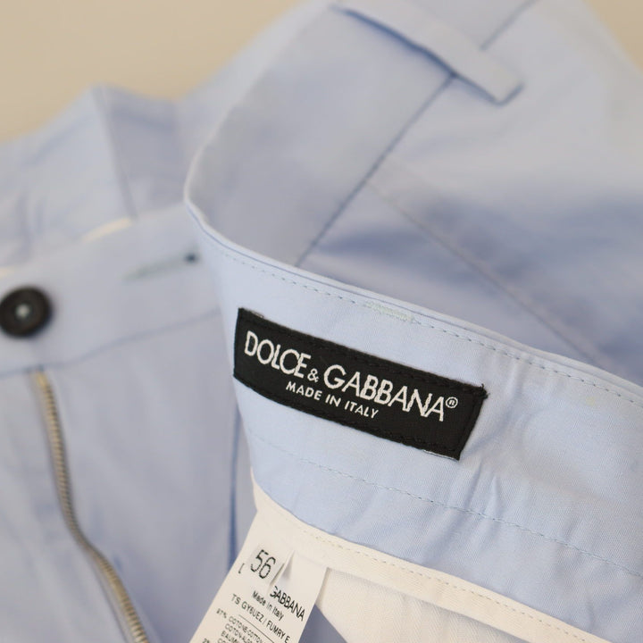 Dolce & Gabbana Blue Cotton Stretch Trousers Chinos Pants