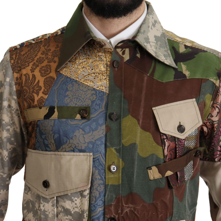 Dolce & Gabbana Multicolor Button Down Patchwork Shirt