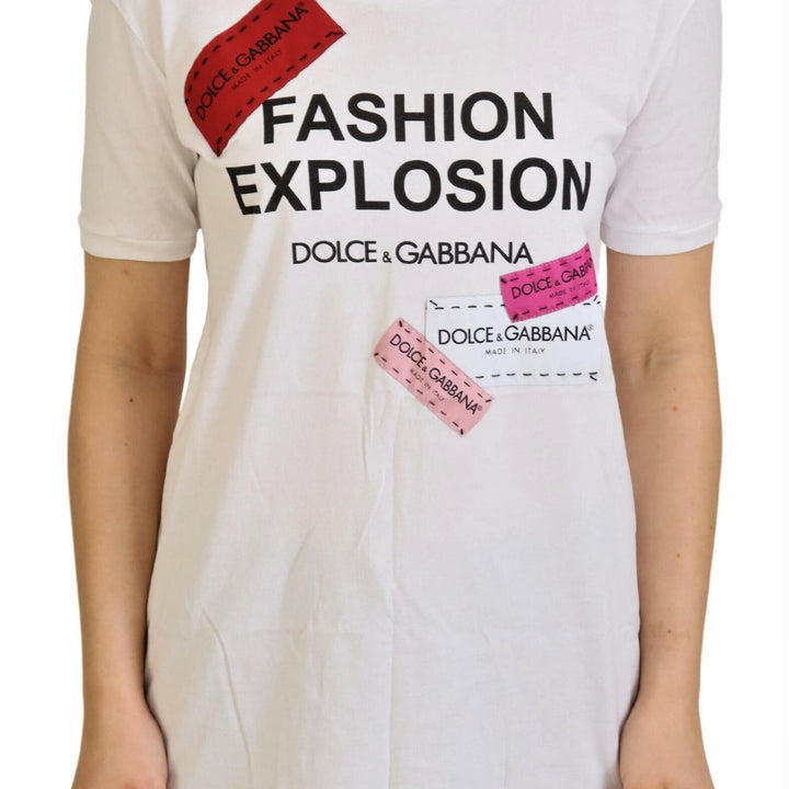 Dolce & Gabbana White Cotton Top Fashion Explosion T-shirt