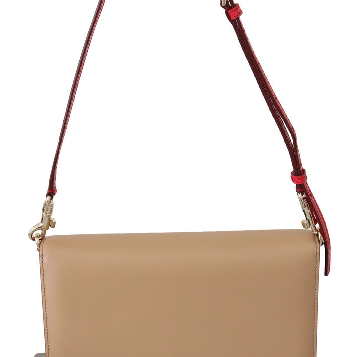 Dolce & Gabbana Purple Beige Red Leather Crossbody Purse Bag