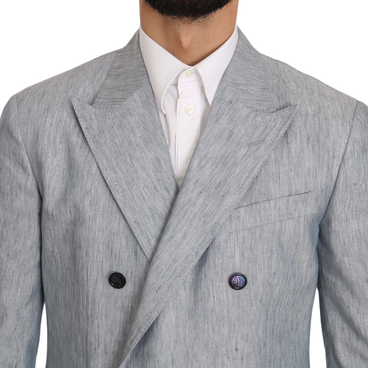 Dolce & Gabbana Blue Flax NAPOLI Jacket Coat Blazer