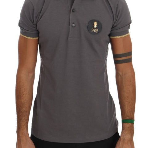 Roberto Cavalli Gray Collared Short Sleeve T-shirt