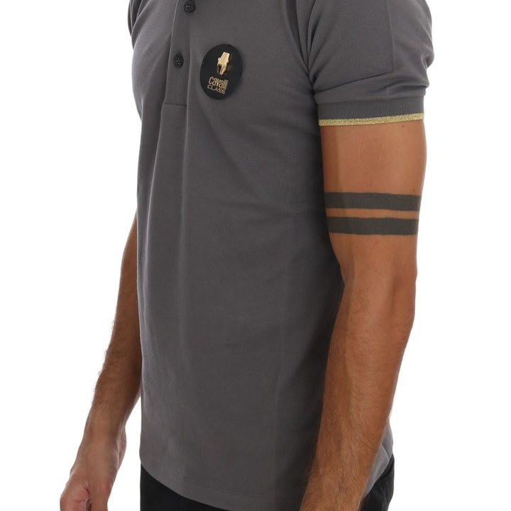 Roberto Cavalli Gray Collared Short Sleeve T-shirt