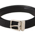 Dolce & Gabbana Black Canvas Silver Tone Metal Buckle Men Belt