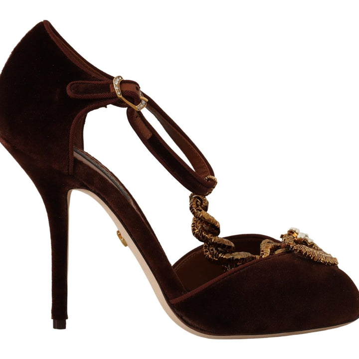 Dolce & Gabbana Brown Coppar Devotion Heart Sandals Shoes