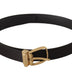 Dolce & Gabbana Black Silk Leather Gold Tone Metal Buckle Belt