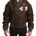 Dolce & Gabbana Brown Beaded Crown Skull Logo Jacket