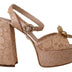 Dolce & Gabbana Pink Lace Taormina Platform Sandals Shoes