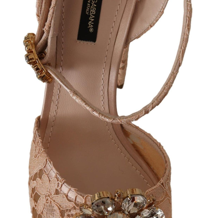 Dolce & Gabbana Pink Lace Taormina Platform Sandals Shoes