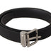 Dolce & Gabbana Black Canvas Leather Silver Metal Buckle Belt