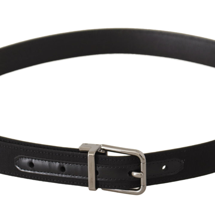 Dolce & Gabbana Black Canvas Leather Silver Metal Buckle Belt