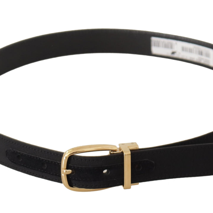 Dolce & Gabbana Black Canvas Leather Gold Metal Buckle Belt