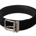 Dolce & Gabbana Black Velvet Silver Logo Engraved Metal Buckle Belt