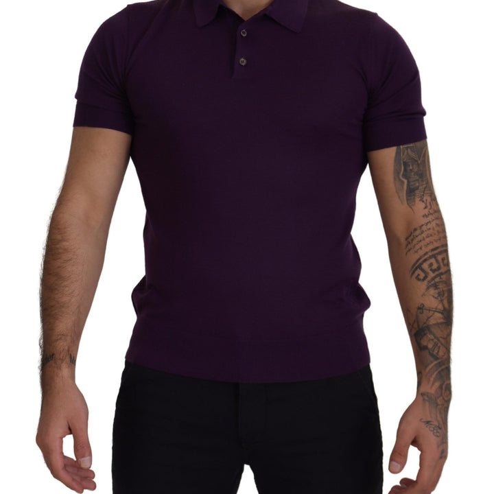 Dolce & Gabbana Purple Cashmere Polo Top Mens T-shirt