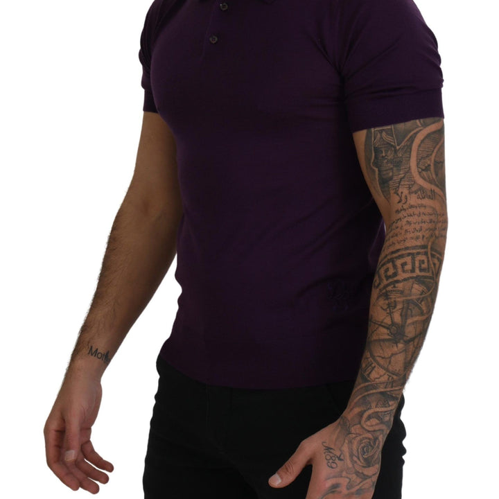 Dolce & Gabbana Purple Cashmere Polo Top Mens T-shirt