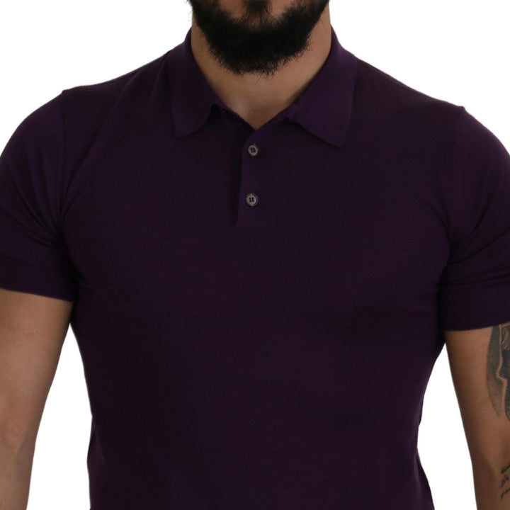 Dolce & Gabbana Purple Cashmere Polo Top Mens T-shirt