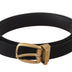 Dolce & Gabbana Black Grosgrain Canvas Gold Metal Buckle Belt