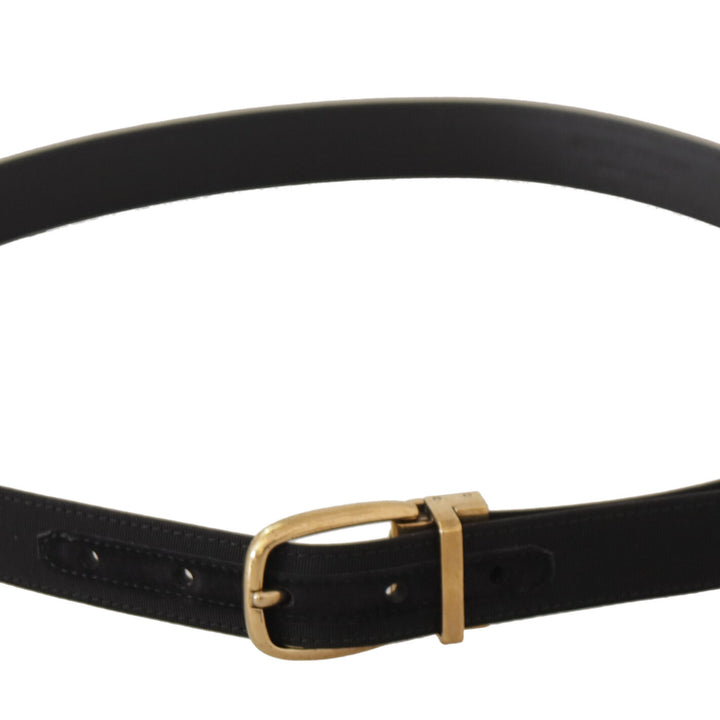 Dolce & Gabbana Black Grosgrain Canvas Gold Metal Buckle Belt