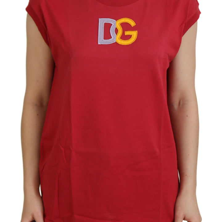 Dolce & Gabbana Red Cotton DG Logo Tank Top T-shirt