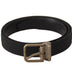 Dolce & Gabbana Black Grosgrain Leather Silver Buckle Belt