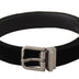 Dolce & Gabbana Black Velvet Silver Tone Logo Metal Buckle Belt