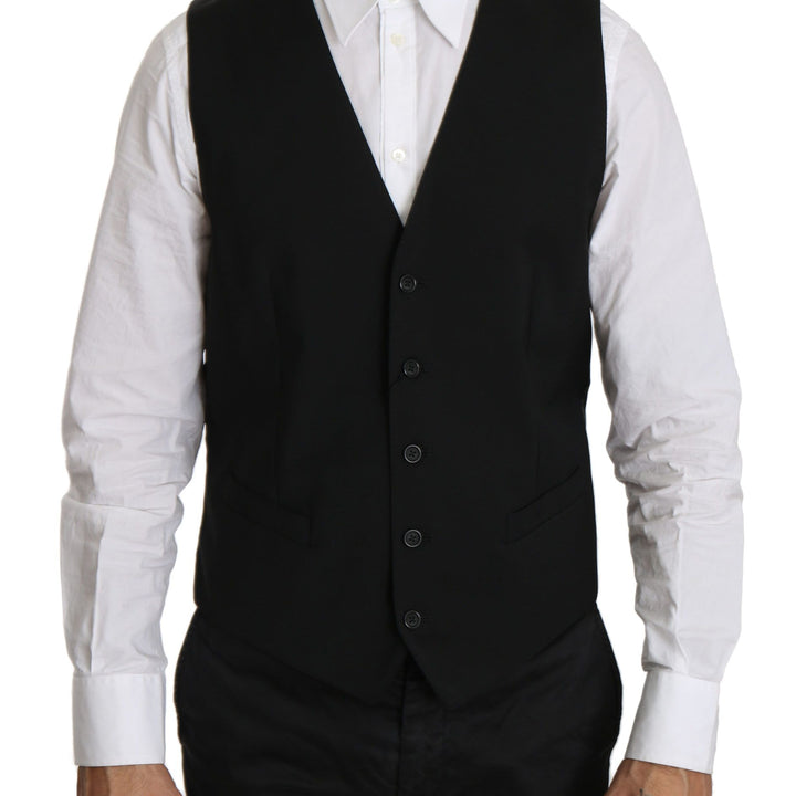 Dolce & Gabbana Black Waistcoat Formal Gillet STAFF Vest Dress