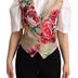 Dolce & Gabbana Beige Jacquard Floral Print Waistcoat Vest