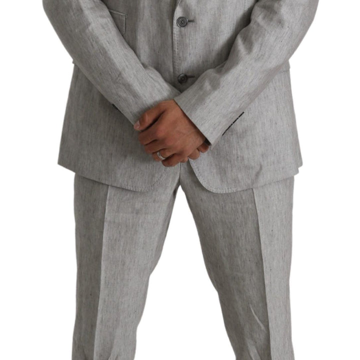 Dolce & Gabbana Gray Single Breasted 2 Piece Linen NAPOLI Suit