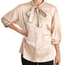 Dolce & Gabbana Beige Ribbon Silk Stretch Top Blouse