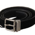 Dolce & Gabbana Black Cotton Silver Tone Metal Buckle Belt