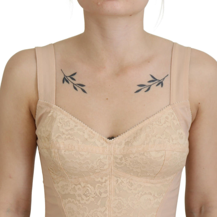 Dolce & Gabbana Beige Cropped Bustier Corset Brassiere Top