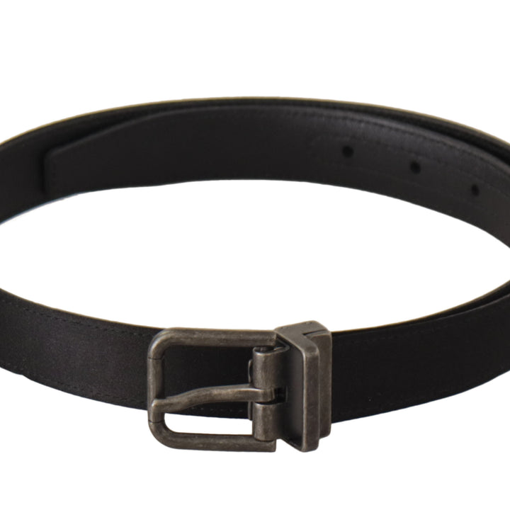 Dolce & Gabbana Black Calfskin Leather Vintage Metal Buckle Belt