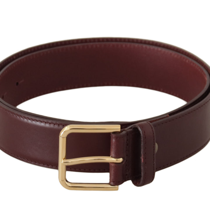 Dolce & Gabbana Brown Calf Leather Gold Tone Metal Buckle Belt