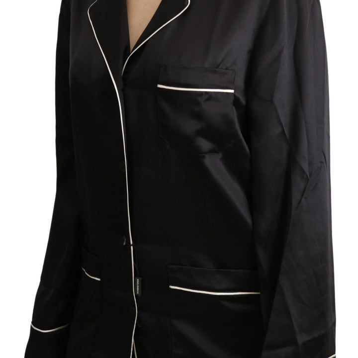 Dolce & Gabbana Black Shirt Silk Stretch Top Blouse