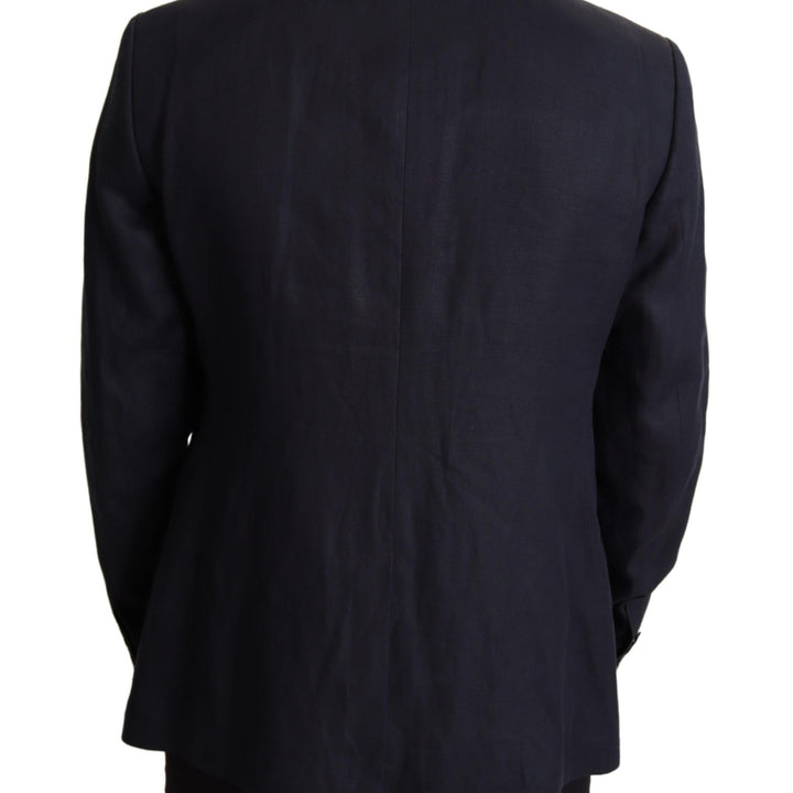 Dolce & Gabbana Blue Linen TAORMINA Jacket Coat Blazer
