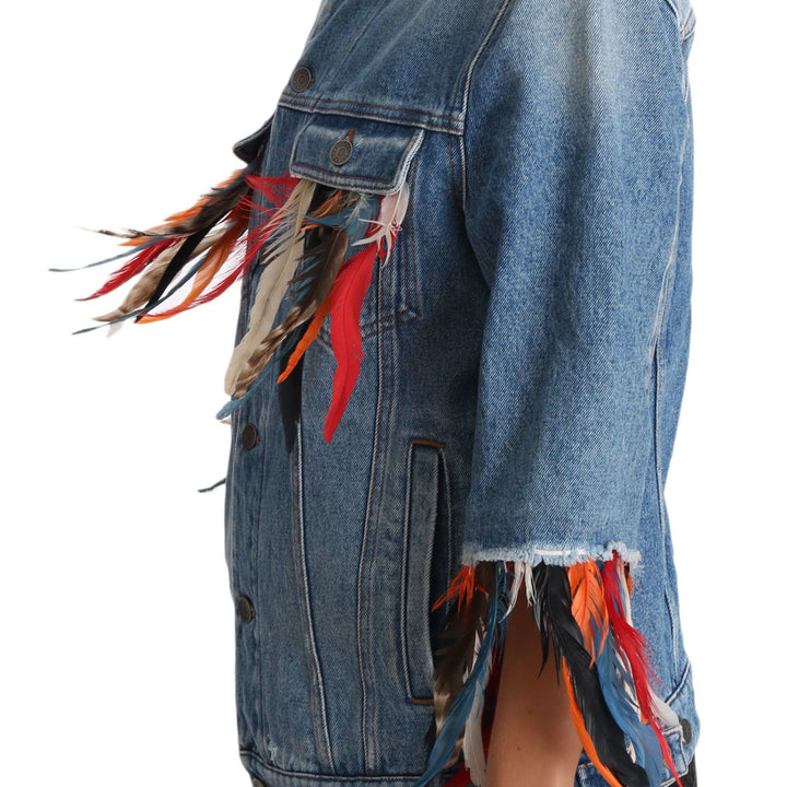 Dolce & Gabbana DENIM Blue Jeans Feather Floral Jacket