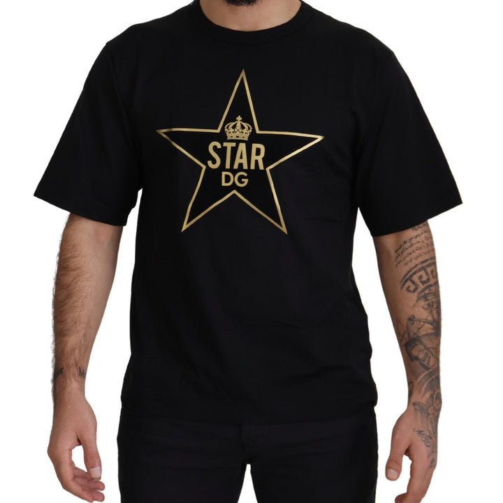 Dolce & Gabbana Black Gold STAR Crown DG Cotton Crewneck T-shirt