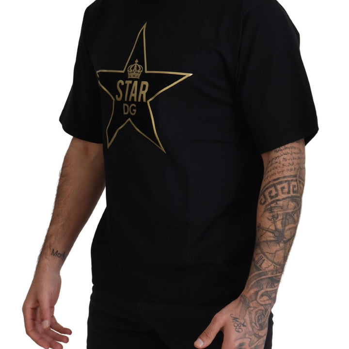 Dolce & Gabbana Black Gold STAR Crown DG Cotton Crewneck T-shirt