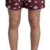 Dolce & Gabbana Maroon Hats Print Beachwear Shorts Swimwear