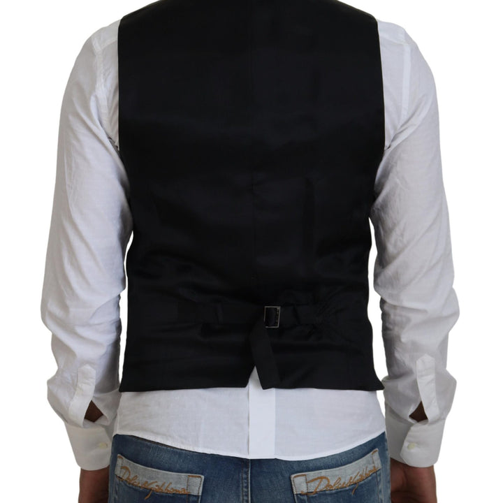 Dolce & Gabbana Black Wool Stretch Waistcoat Formal Vest