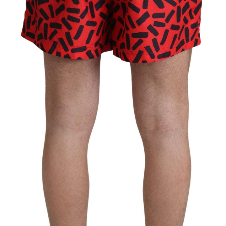 Dolce & Gabbana Red Patterned Beachwear Shorts Swimwear